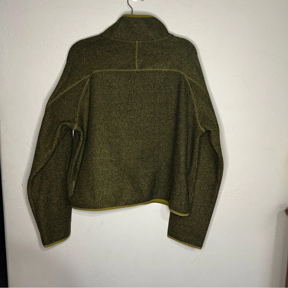 Athleta‎ Stroll Fleece Full Zip Green Heathered Utility Jacket - Picture 10 of 11